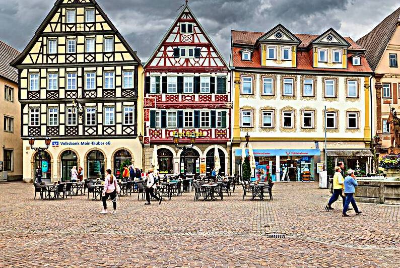 Market square in Bad Mergentheim along the Romantic Road in Germ by Marco Brivio
