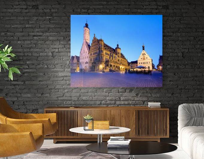 Market square at sunset in Rothenburg ob der Tauber Germany by Marco Brivio