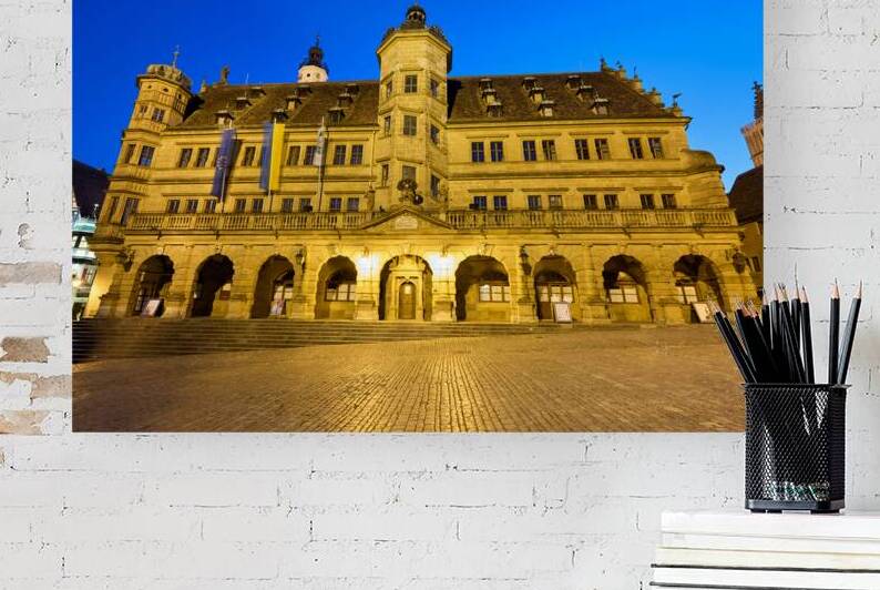 Rothenburg ob der Tauber town hall in market square at sunset by Marco Brivio