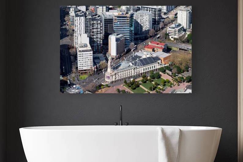 View of Auckland city and Aotea Square from above New Zealand by Marco Brivio