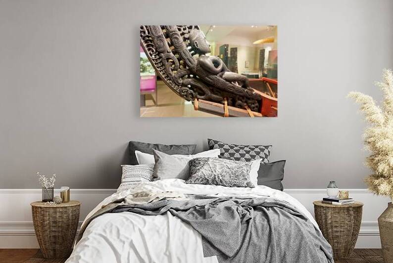 Maori carving displayed at Auckland War Memorial Museum in New Z by Marco Brivio