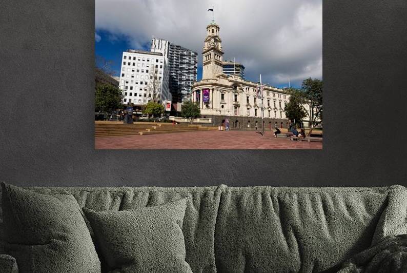 Town hall in Aotea Square during the day in Auckland New Zealan by Marco Brivio