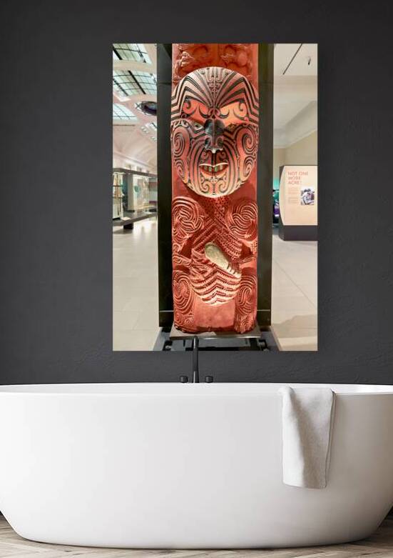 Maori carving displayed in the Auckland War Memorial Museum by Marco Brivio