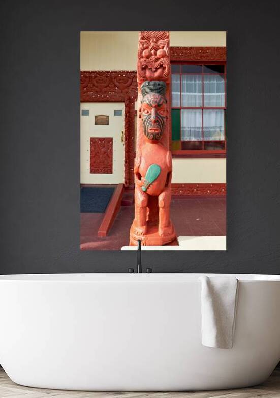 Maori carving at Whakarewarewa village in Rotorua New Zealand by Marco Brivio