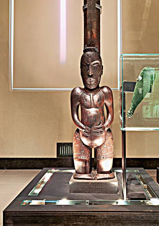 Maori sculpture and artifact at Auckland War Memorial Museum by Marco Brivio