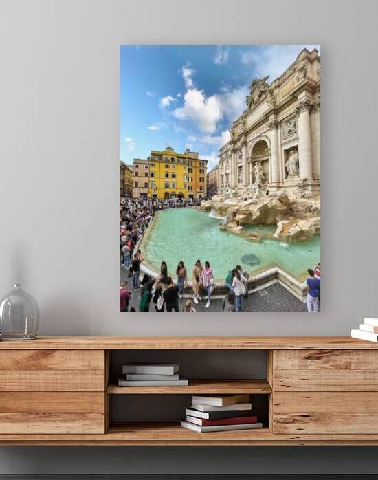 Crowd of tourists visiting Trevi Fountain in Rome Lazio Italy by Marco Brivio