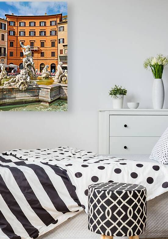 Fountain of Neptune at Piazza Navona in Rome Italy during the da by Marco Brivio