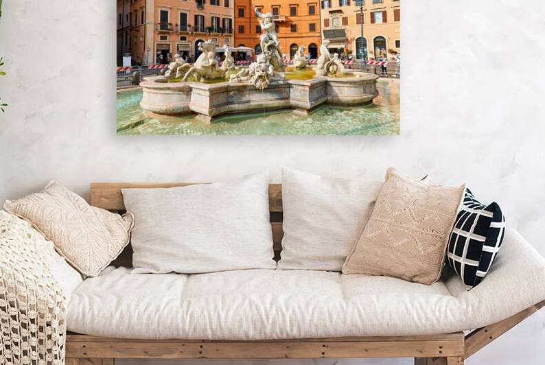 Fountain of Neptune stands in Piazza Navona in Rome Italy by Marco Brivio