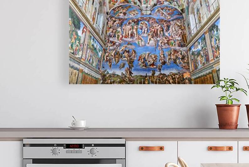 Visitors stand beneath the ceiling of Sistine Chapel in Vatican  by Marco Brivio