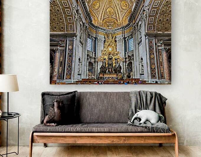 Visitors gather inside Saint Peters Basilica in Rome by Marco Brivio