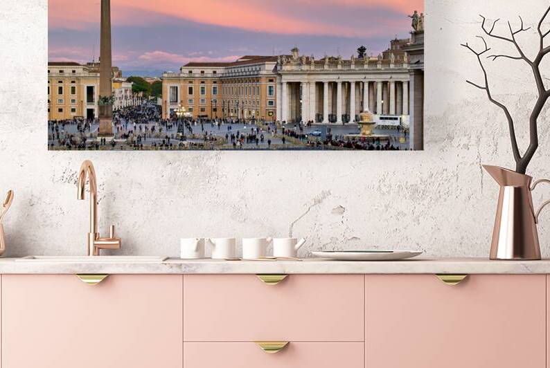 Saint Peters Square at dusk with people and sky colors by Marco Brivio