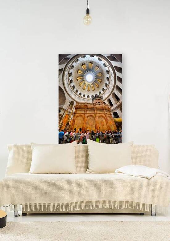 Visitors gather inside the church of the Holy Sepulchre in Jerus by Marco Brivio