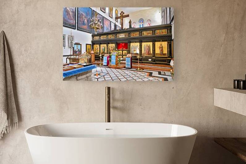 Orthodox Church interior in Jerusalem with icons and decorations by Marco Brivio