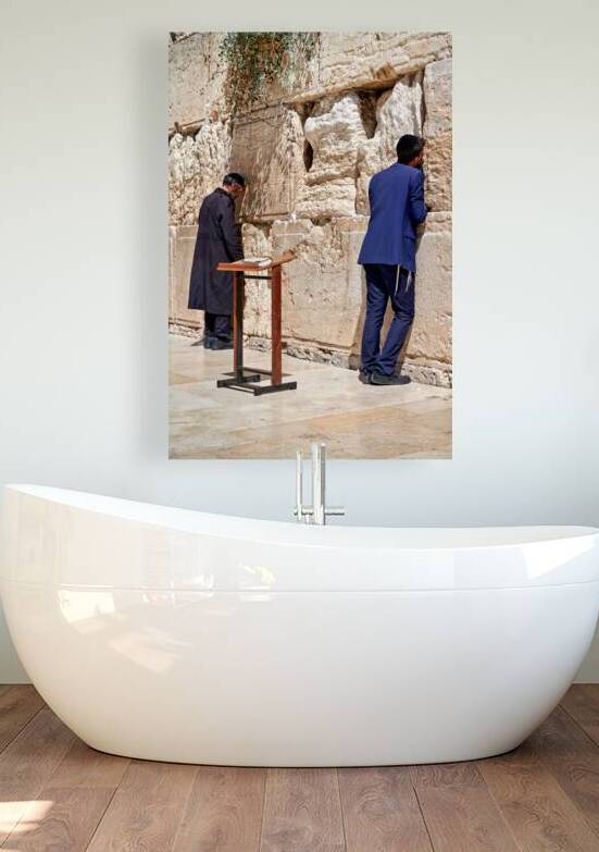 Orthodox Jews pray at the Wailing Wall in Jerusalem Israel by Marco Brivio