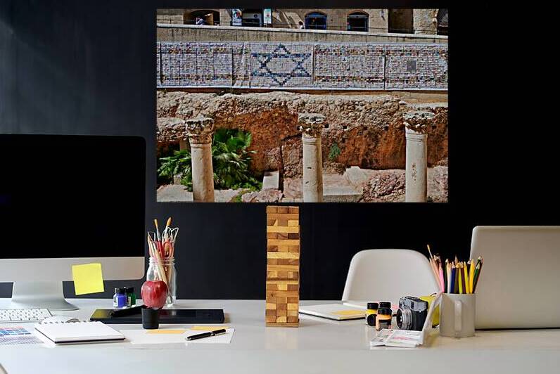 Roman columns in the Jewish quarter of Jerusalem Israel by Marco Brivio