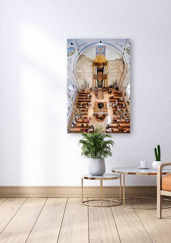 Visit to Hurva Synagogue in Jerusalem with people praying and st by Marco Brivio