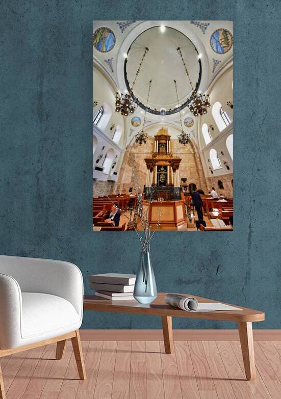 Hurva Synagogue interior view in Jerusalem Israel during worship by Marco Brivio