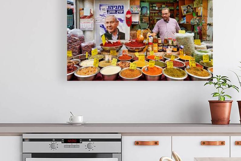 Market scene in Mahane Yehuda with spices and local vendor by Marco Brivio