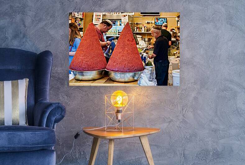 Market scene with spice sellers in Mahane Yehuda Jerusalem by Marco Brivio