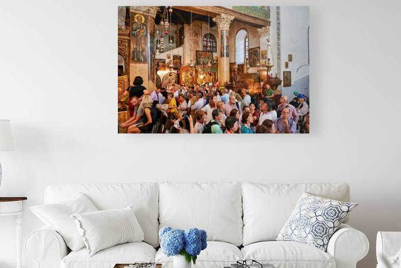 Crowd at Church of the Nativity in Bethlehem Israel during visi by Marco Brivio