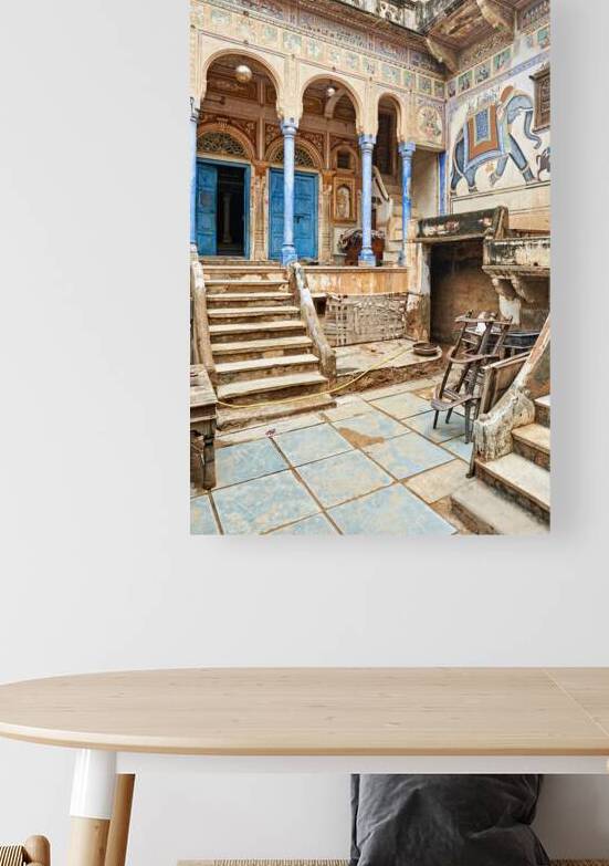 Traditional house in Mandawa with blue doors and steps by Marco Brivio