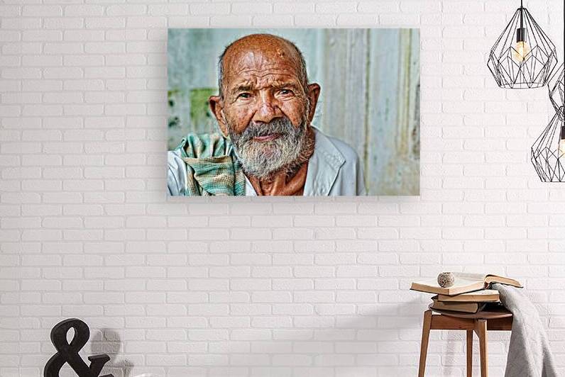 Portrait of an old man in a house in Mandawa Rajasthan India by Marco Brivio
