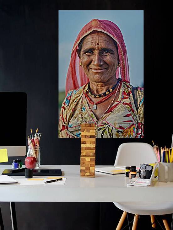 Portrait of a smiling woman in Khimsar Rajasthan India by Marco Brivio