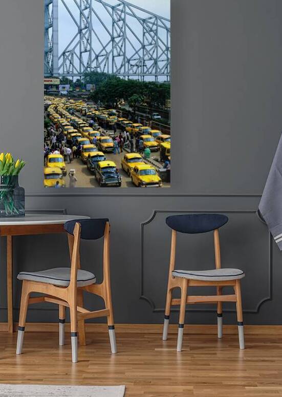 Taxis lined up in Calcutta Kolkata near the Howrah Bridge by Marco Brivio