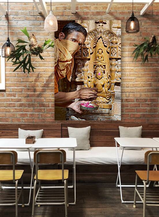Man praying at Sri Jaisalmir Lodravpur Jain Temple by Marco Brivio