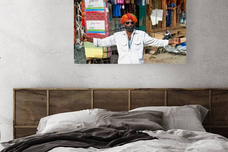 Man with long moustache and sunglasses in Jaisalmer Rajasthan by Marco Brivio
