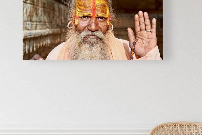 Sadhu holy man greeting in Jaisalmer Rajasthan India by Marco Brivio