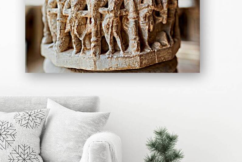 Carvings on a pillar at Chittorgarh Fort in Rajasthan India by Marco Brivio