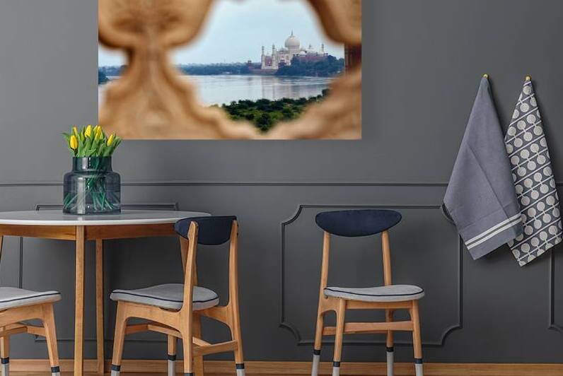 View of Taj Mahal Palace from a distance in Agra India by Marco Brivio