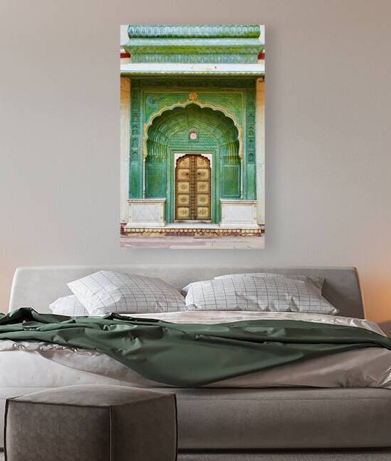 Green door of the City Palace in Jaipur invites visitors from in by Marco Brivio