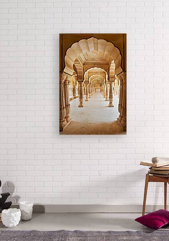 Amber Palace hall with arches and columns in Rajasthan India by Marco Brivio