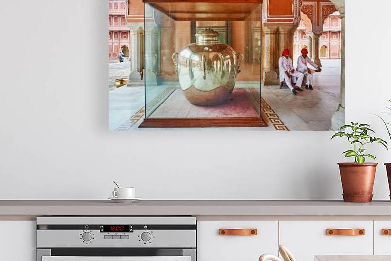 Visitors observe a large silver pot in Jaipur City Palace by Marco Brivio