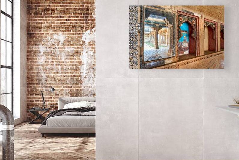 Decorative windows and murals at Taragarh Fort in Bundi India by Marco Brivio