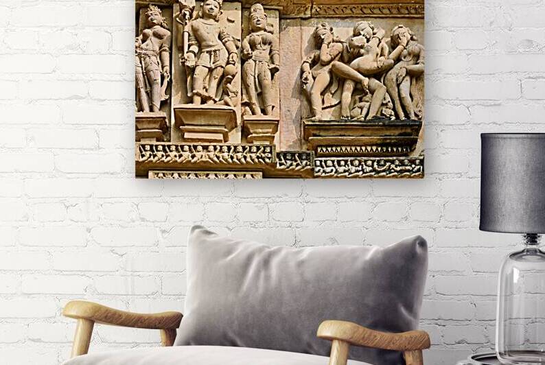 Hindu temples in Khajuraho show carvings from ancient Indian cul by Marco Brivio