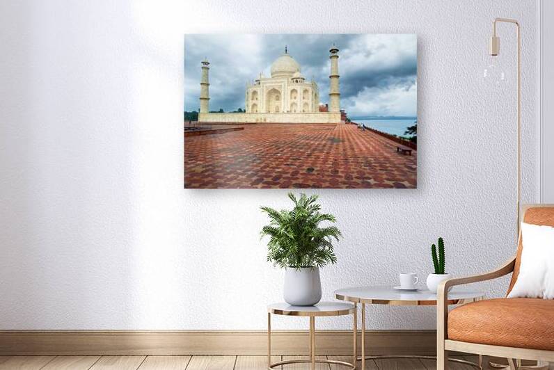 Taj Mahal in Agra during cloudy weather with empty courtyard by Marco Brivio