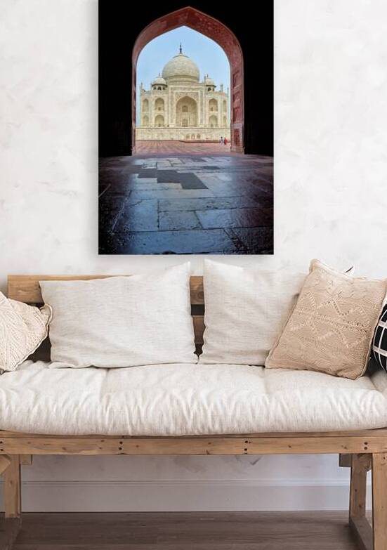 View of Taj Mahal Palace from the entrance archway in Agra by Marco Brivio