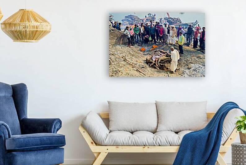 Cremation rites by the Ganges River in Varanasi India by Marco Brivio