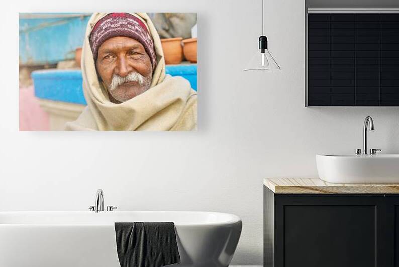 Portrait of an old man in Varanasi Uttar Pradesh India by Marco Brivio