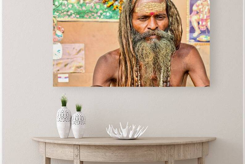 Sadhu in Varanasi Uttar Pradesh with long hair and beard by Marco Brivio