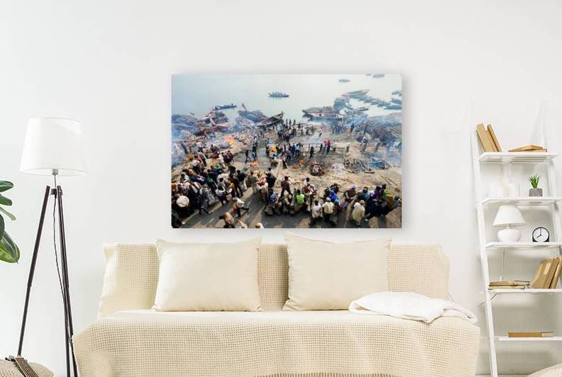 Cremation rites by the river Ganges in Varanasi India by Marco Brivio