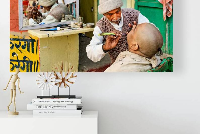 Barber provides shaving service in Varanasi Uttar Pradesh by Marco Brivio