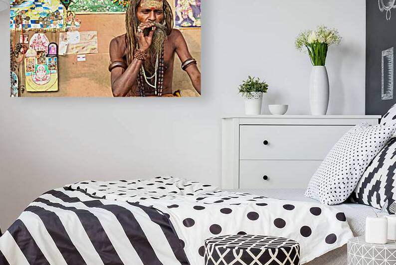 Holy man sadhu in Varanasi Uttar Pradesh sharing wisdom by Marco Brivio