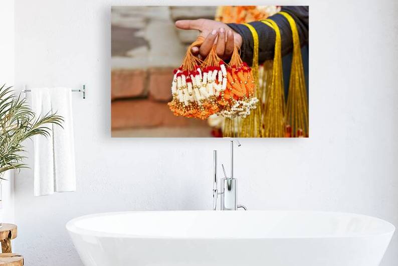 Flowers for rituals in Varanasi Uttar Pradesh during a ceremony by Marco Brivio