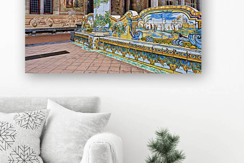 Cloister of the clarisses at santa chiara basilica in naples ita by Marco Brivio