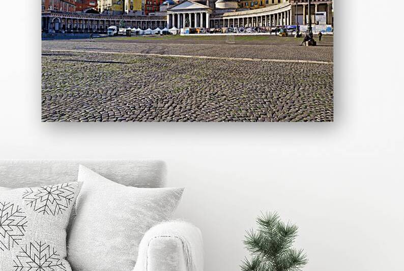 Piazza del Plebiscito in Naples shows a clear day with stone pav by Marco Brivio