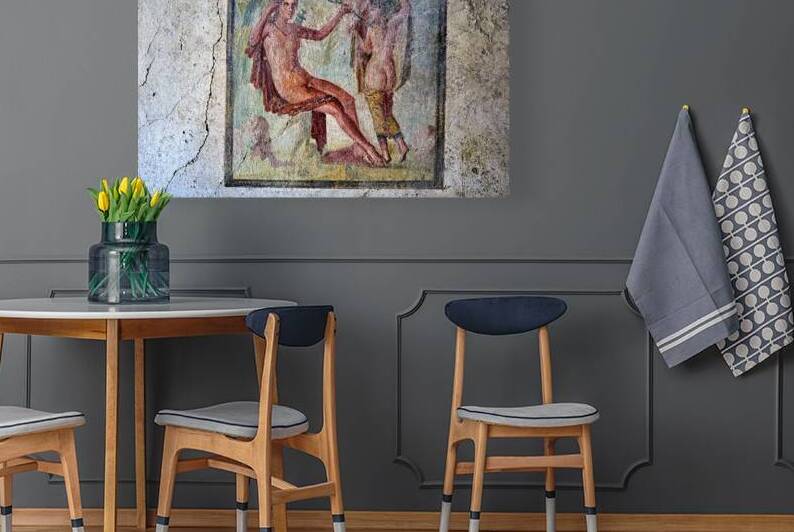 Pompeii mural showing figures in ancient Roman setting by Marco Brivio